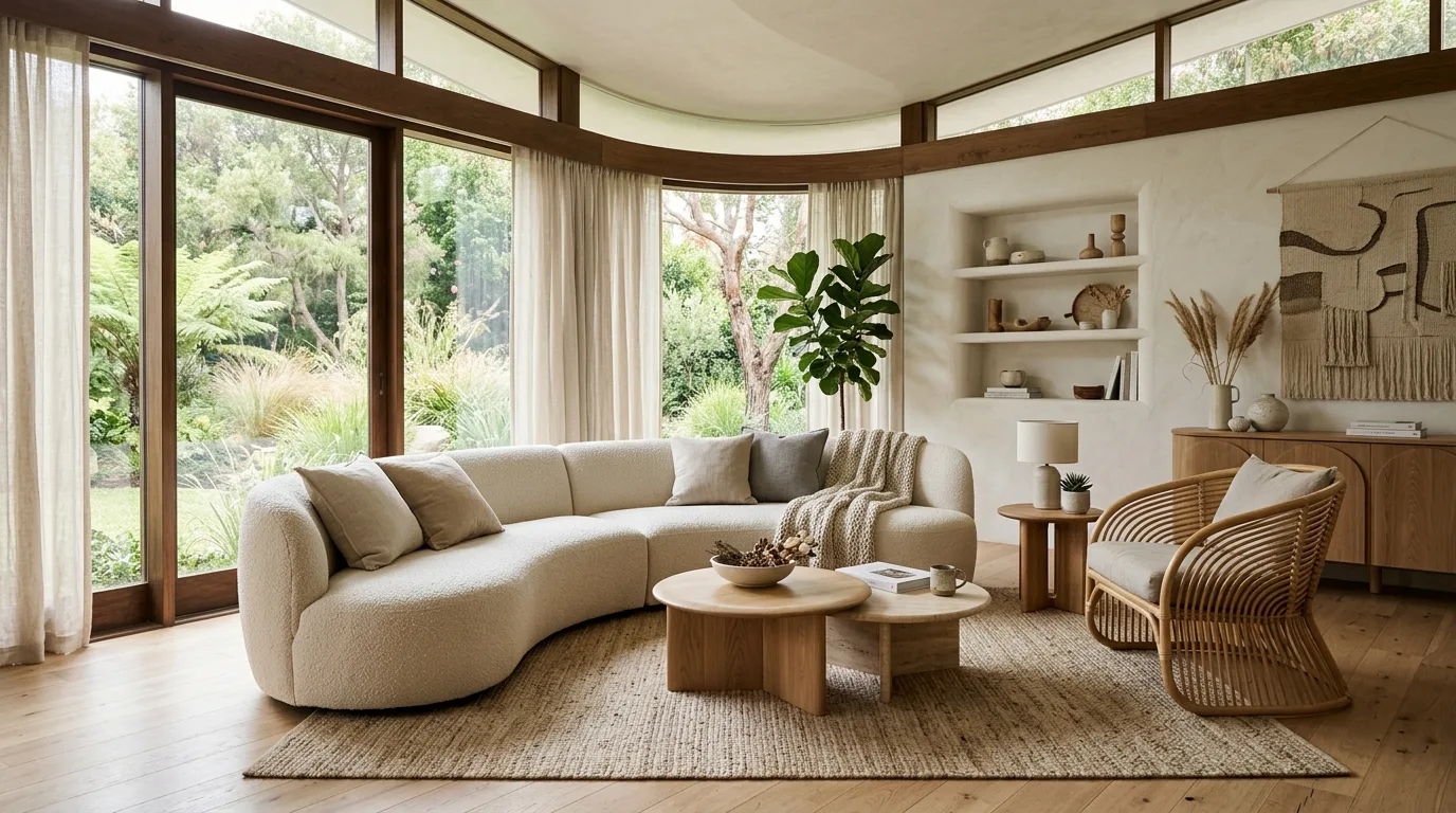 Choose a coffee table with organic character inspiration for an earthy living room.